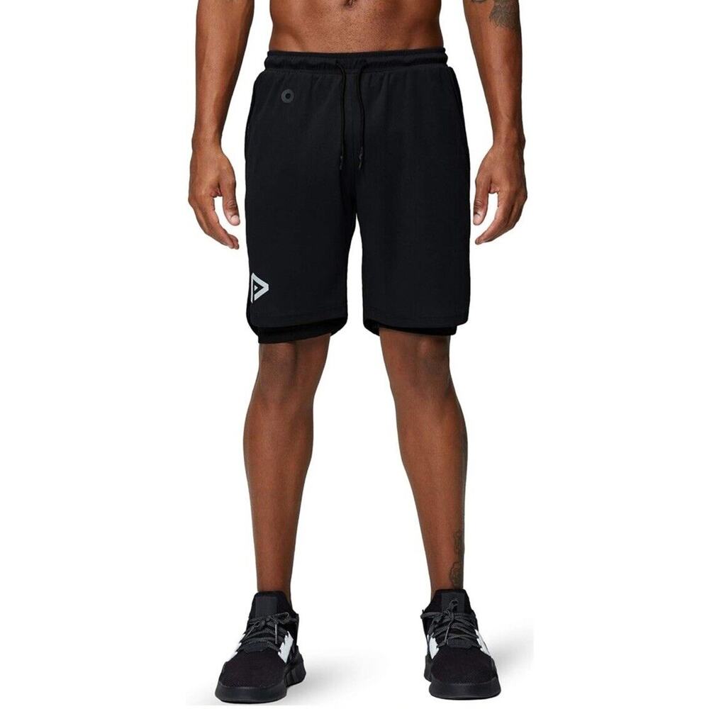 2-in-1 Men Sport Training Running Bodybuilding Workout Fitness Shorts Small